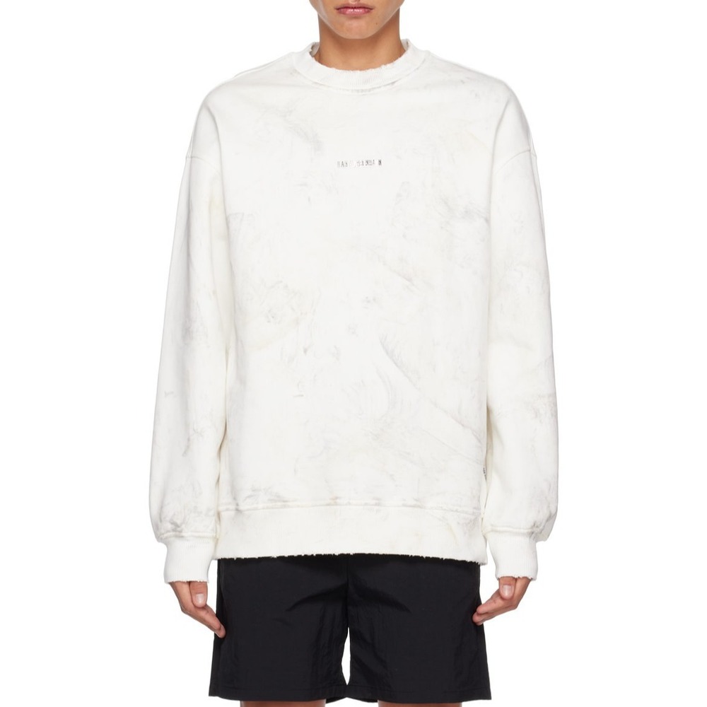 Han Kjobenhavn Men's Bulky Sweatshirt Distressed Dirty Wash Finish XL Cotton